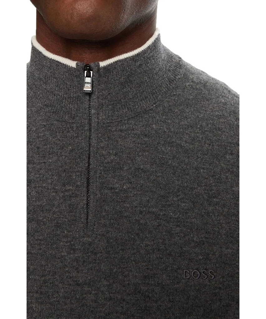 Hugo Boss Mens Emarlo Half Zip Knitwear Medium Grey - Size X-Large